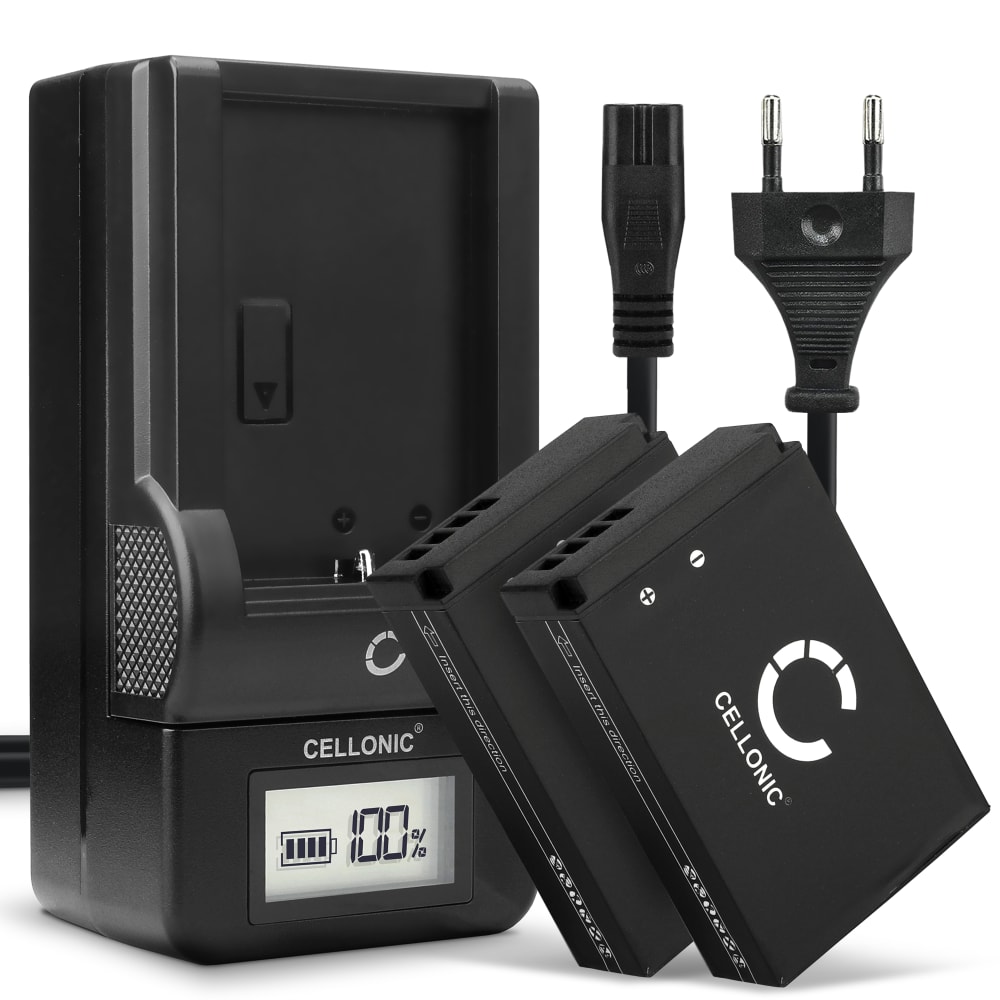 2x Batteri for Canon M50, EOS M100, EOS 100D, Rebel SL1, M50 Mark II, Canon PowerShot SX70 HS Kameraer 820mAh + Lader fra CELLONIC