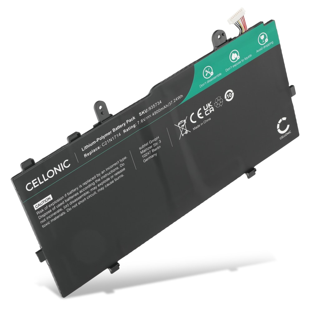 Batteri for ASUS VivoBook Flip 14 TP401NA, TP401MA, J401MA, TP401CA, J401NA, J401CA, C21N1714 4900mAh 7.7V fra CELLONIC