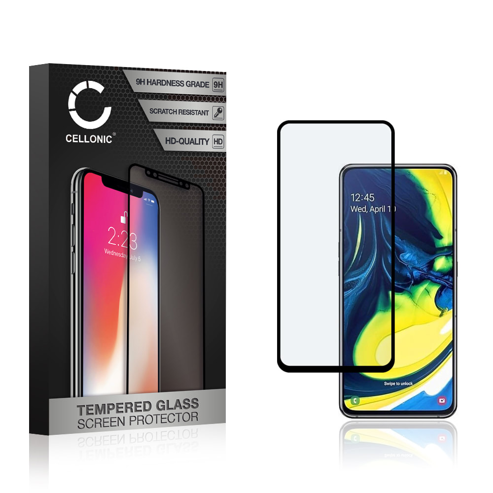 Vervangende screenprotector compatibel met Samsung Galaxy A80 (SM-A805) smartphone (3D Full Cover, 9H, 0,33mm, Full Glue)