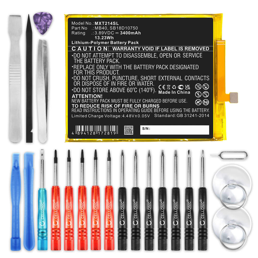 MB40 Battery for Motorola edge 20 - 2021 (XT2143) Smartphone / Phone Battery Replacement - 3400mAh + Tool-kit 23pcs