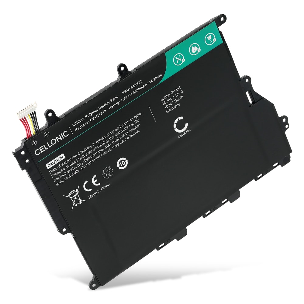 Batteri til ASUS X420F, X420U, VivoBook X420U, S420UA, X420F, X420FA ASUS C21N1819, 2ICP4/59/134, 0B200-03200000, C21N1819_1 C21N1819 (4500mAh, 7.6V) fra CELLONIC