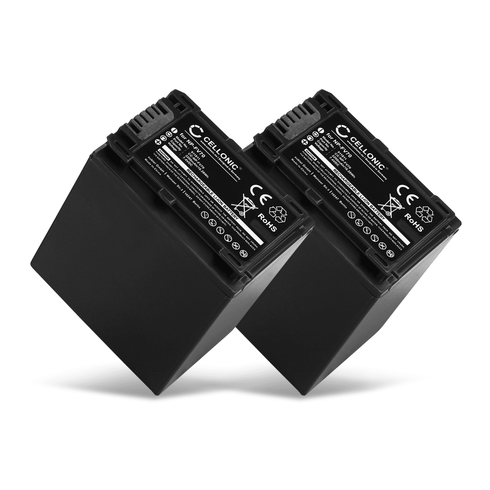 2x Batteri for Sony FDR-AX33, -AX100, -AX53, -AXP33, HDR-PJ620, -PJ810, HDR-CX900, NEX-VG30 - NP-FV90 (2200mAh) reservebatteri