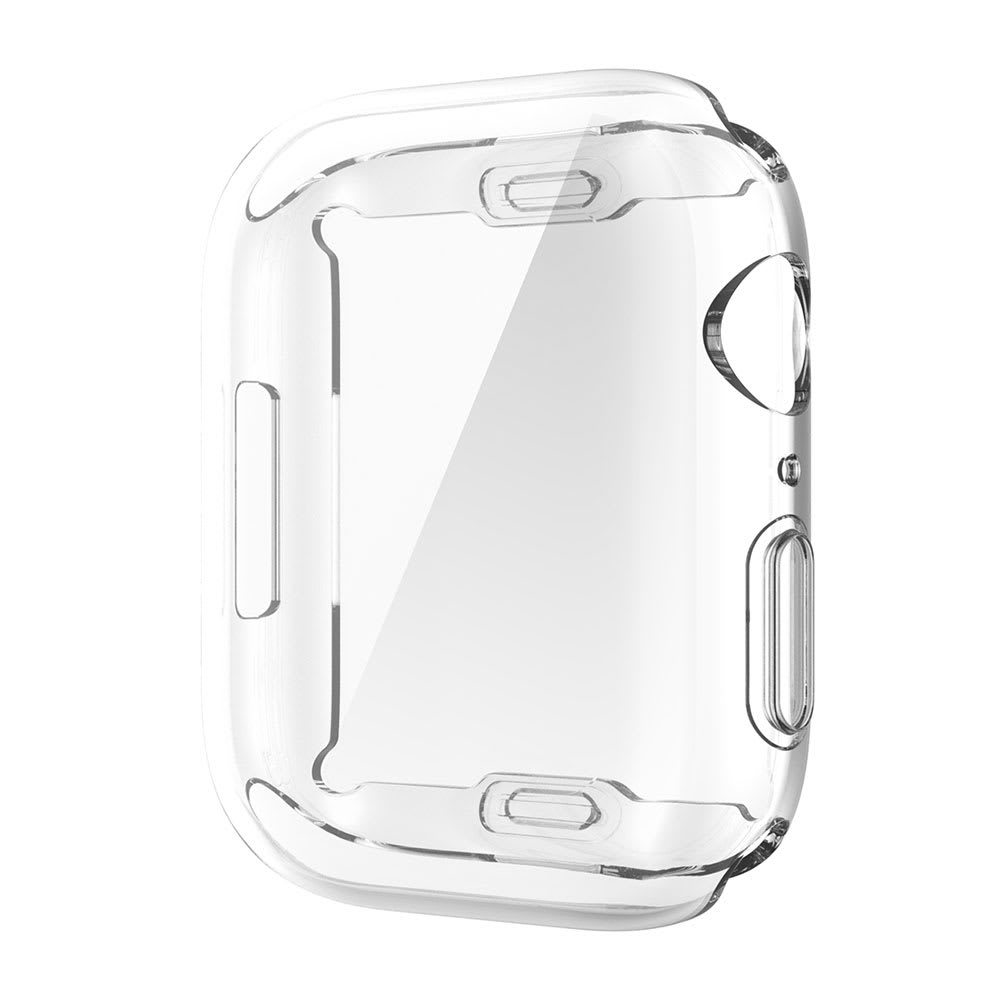 subtel® Protective Case & Screen Protector for Apple Watch 7 - 45mm 9H Tempered Glass GPS Smart Watch Cover Smartwatch Bumper Case Frame - Crystal Clear