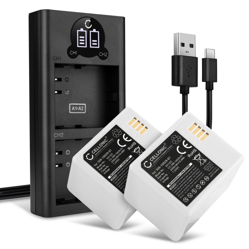 2x Batteri for Arlo Pro 2, Arlo Pro 1 2000mAh + Dobbel Lader fra CELLONIC