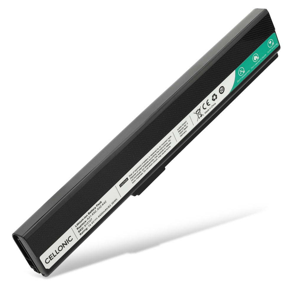 Batteri for ASUS B43, X52J, K52J, K52F, A52J, A52F, Pro5IJ, K52N, X52N, K52JT, K52JC, P52F, A52D, A32-K52 4400mAh 14.8V fra CELLONIC
