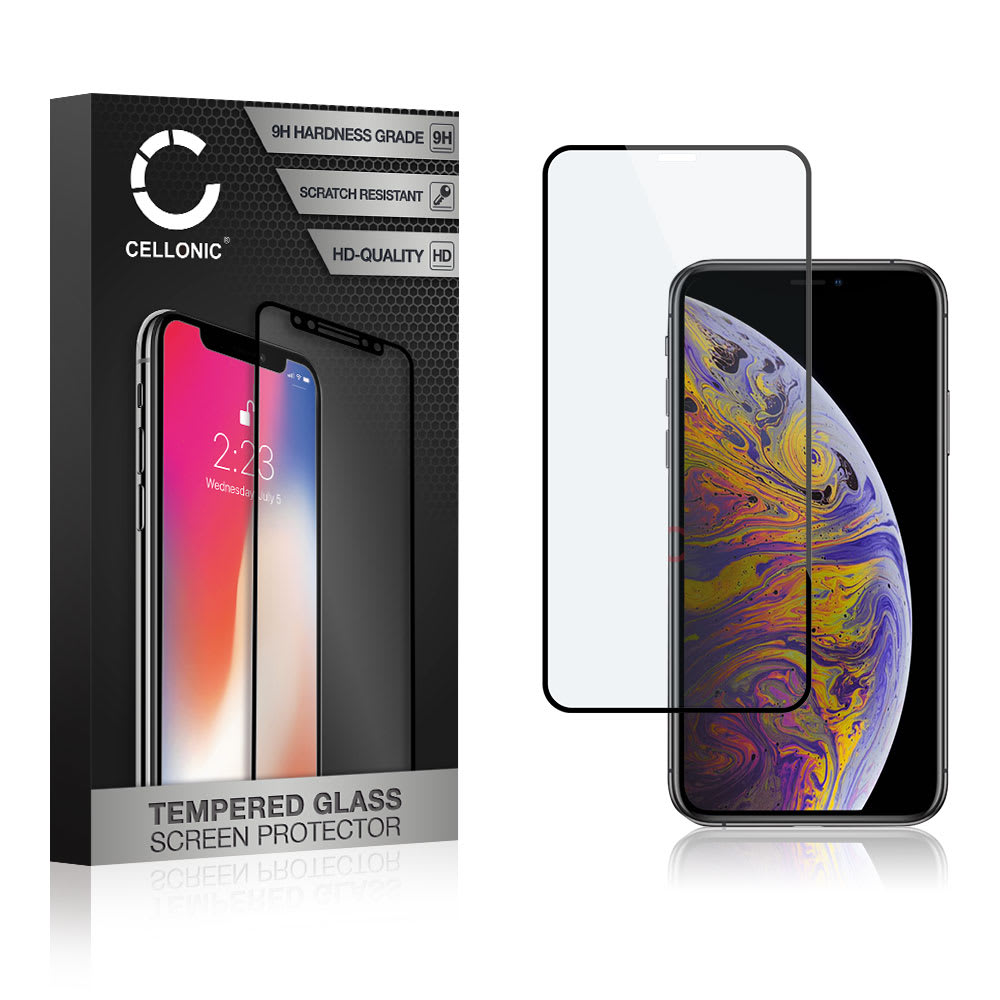 Vetro temperato CELLONIC® per iPhone 11 Pro Max / iPhone Xs Max, screen protector (3D Case-friendly 9H 0,33mm Full Glue) nero Pellicola salva schermo per telefono cellulare smartphone