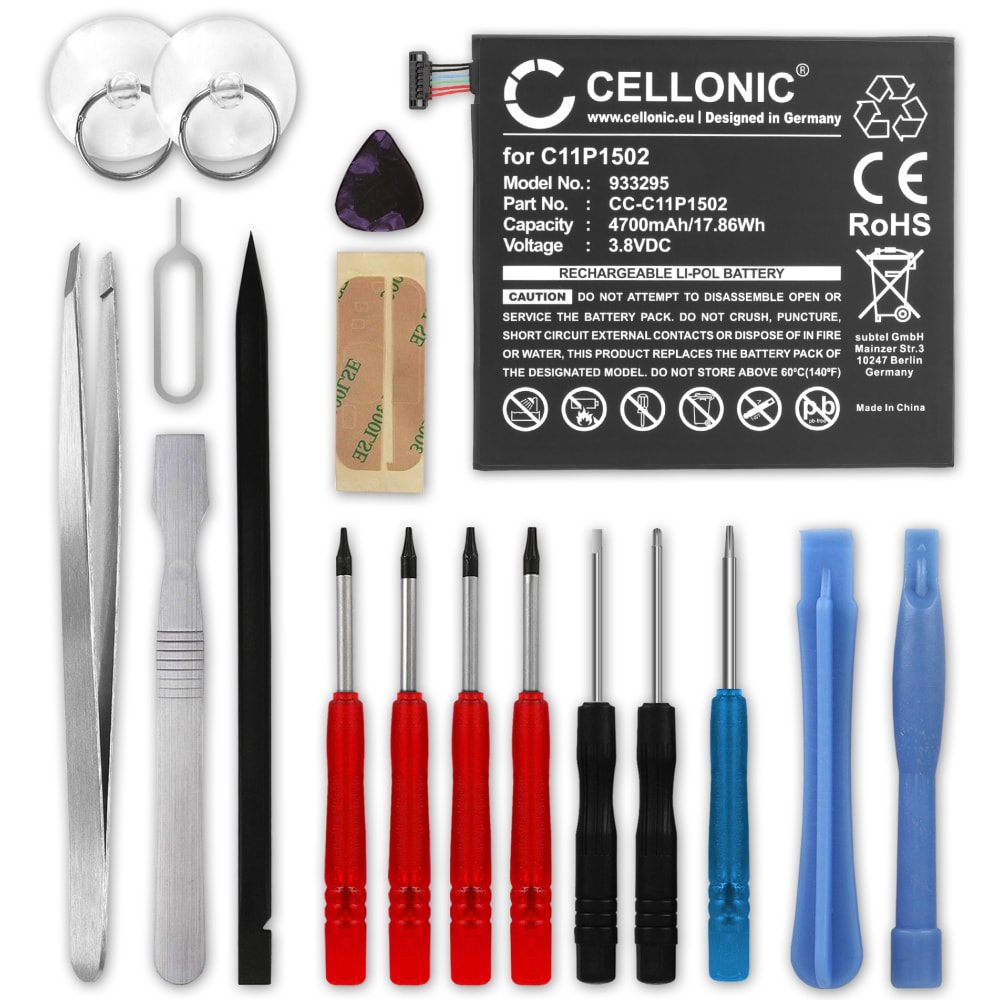 Batteri for ASUS ZenPad 10, P023, Z300C, Z300CG, Z300CXG, ZD300M, ASUS C11P1502, C11P1517 4700mAh + Verktøy fra CELLONIC