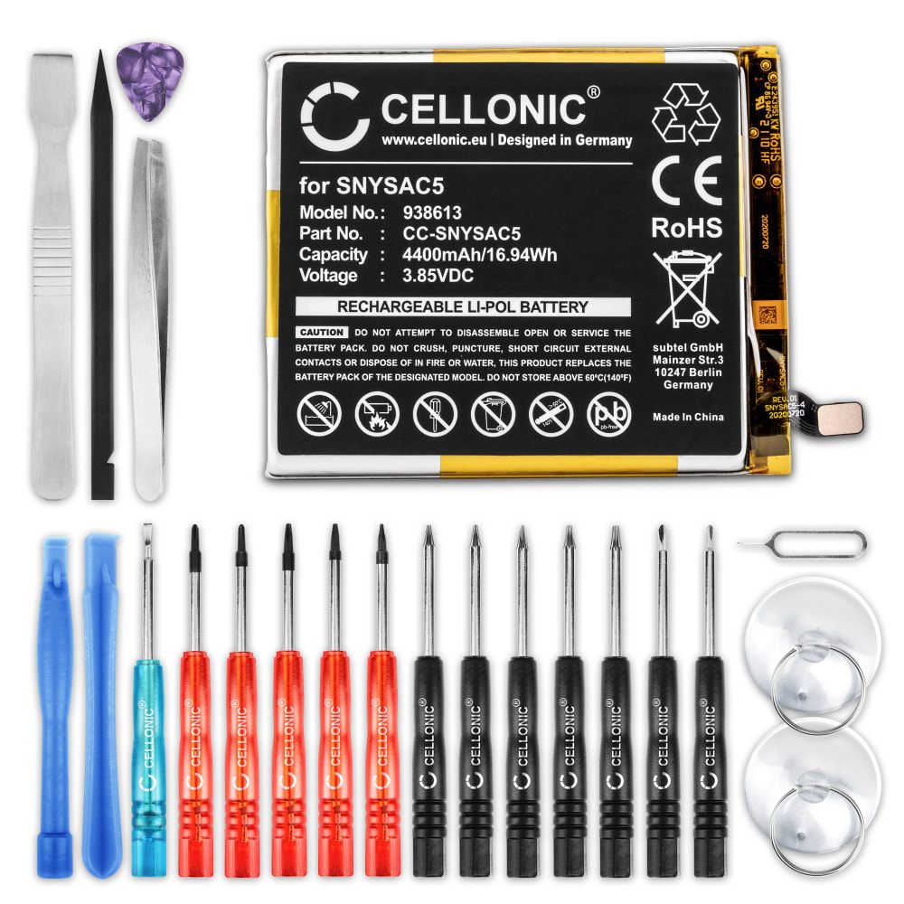 CELLONIC® Phone Battery Replacement for Sony Xperia 10 III + 17-Tool Phone Repair Kit - SNYSAC5 4400mAh