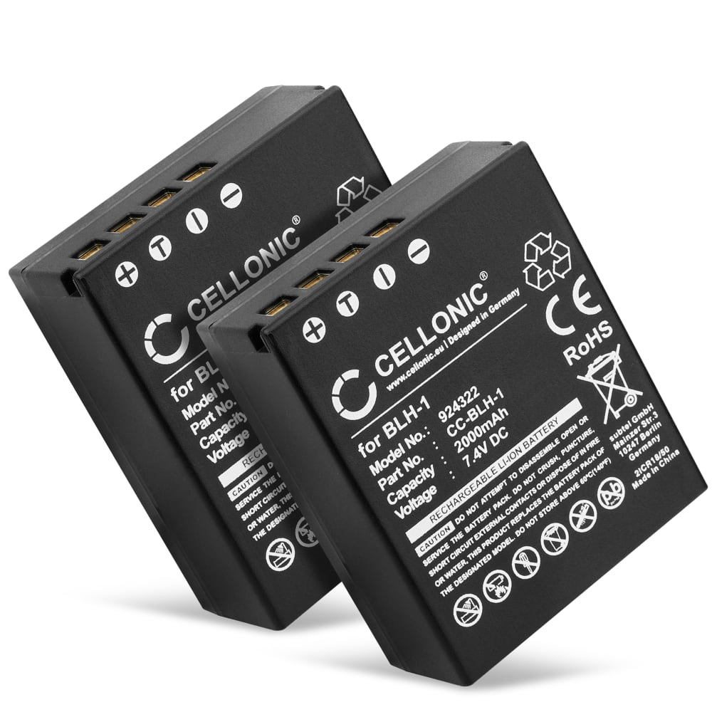 2x Batteri for Olympus OM-D E-M1 Mark II OM-D E-M1 Mark III OM-D E-M1X - BLH-1 1900mAh Reservebatteri