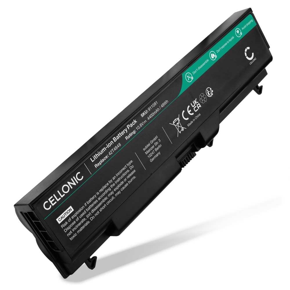 Batteria subtel® 42T4848 per notebook Lenovo ThinkPad Edge 14 / Edge 15 / ThinkPad L412 / L512 / SL410 / SL510 / T410 / T420 Affidabile ricambio da 4400mAh Sostituzione ottimale per computer portatile laptop Lenovo