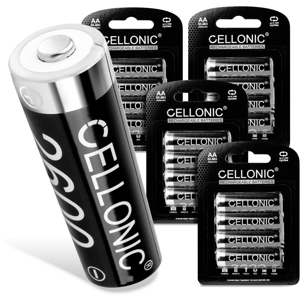 CELLONIC® 1.2v Rechargeable AA Batteries 2600mAh NiMH Battery Type AA R6 Batteries High Capacity Long Life Spare Replacement Backup Mignon Batteries 16 Pack