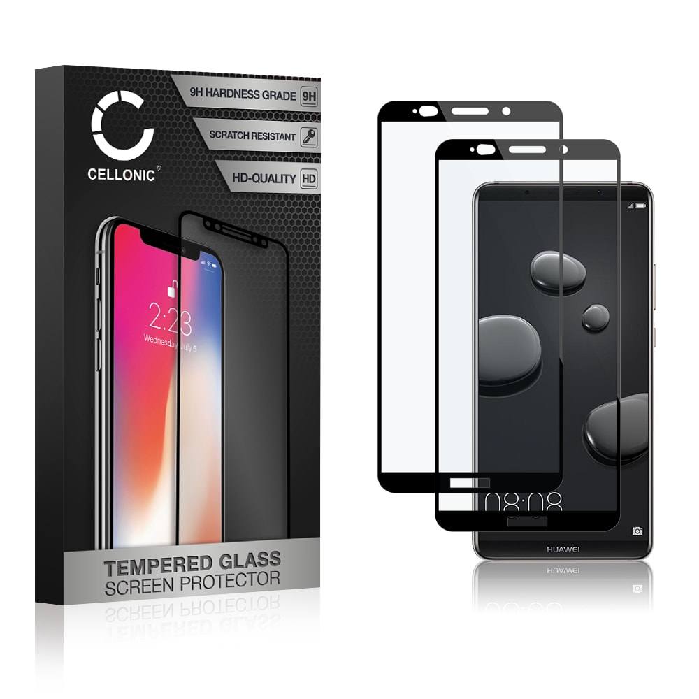 2x Screen Protector for Huawei Mate 10 Pro Phone Screen Cover - 3D Full Cover 0,33mm Full Glue 9H Tempered Glass Smartphone Display Screen Guard Black