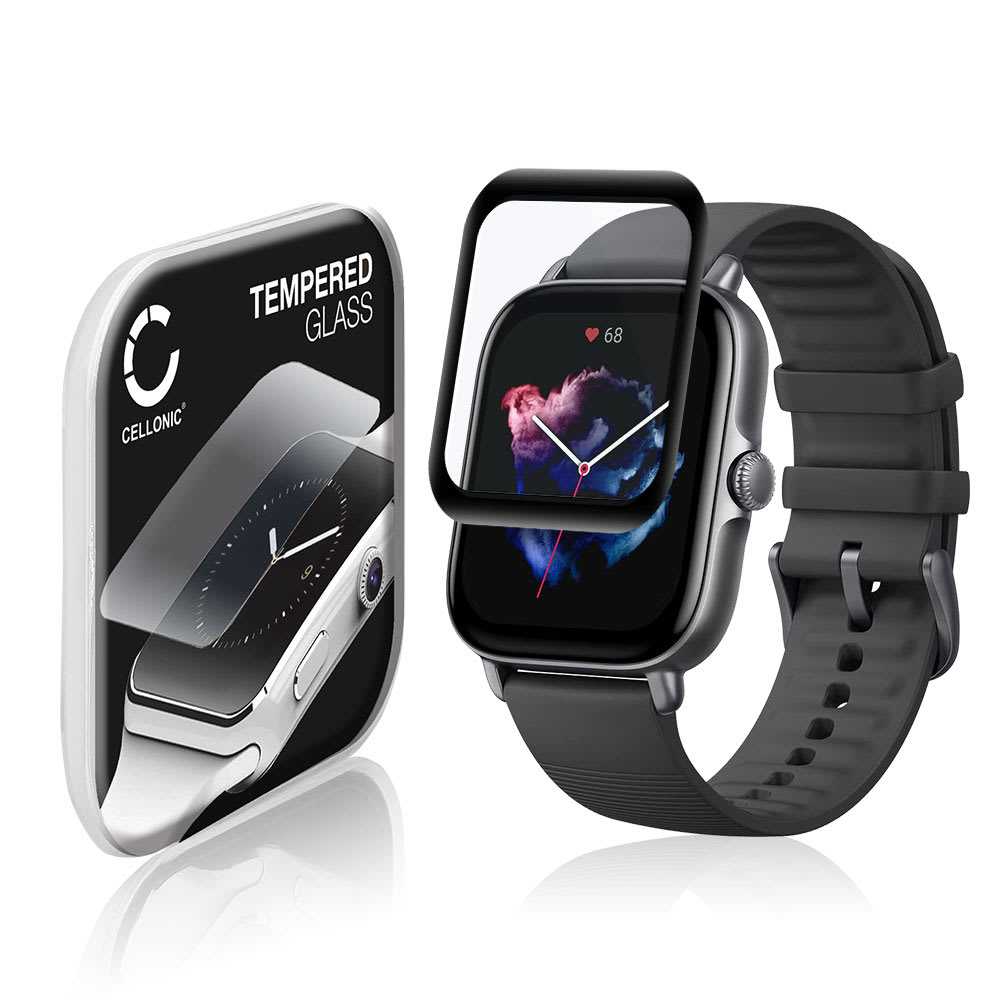 0,33mm Displayskydd / skärmskydd för Amazfit GTS 3 smartwatch - 3D Full Cover 9H, Full Glue - skyddsglas för smartklocka, fitnessarmband, fitnesstracker