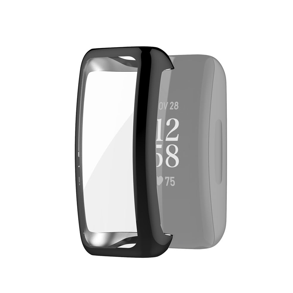 subtel Protective Case & Screen Protector for FitBit Inspire 2 9H Tempered Glass GPS Smart Watch Cover Smartwatch Bumper Case Frame - Transparent / Black