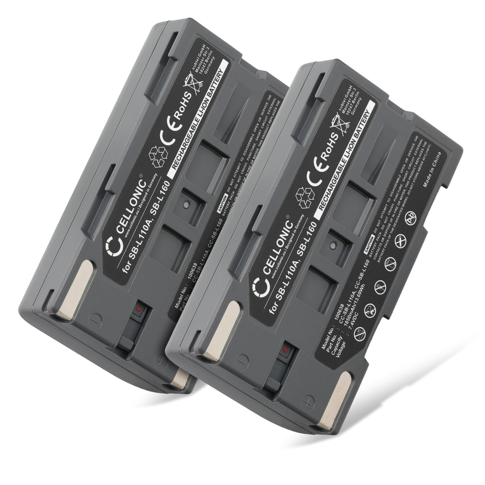 2x Batteri for Samsung VP-M53 VP-M51 SC-M54 VP-D23 VP-M52 SC-D33 Kameraer 1850mAh fra subtel