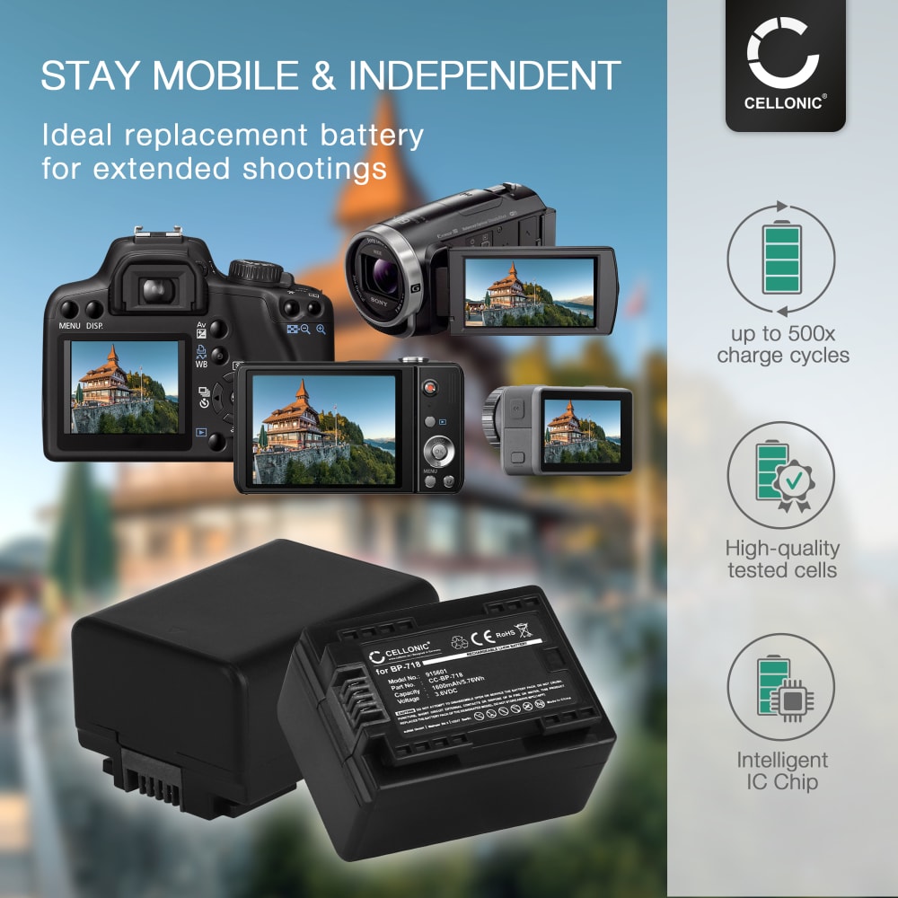 Batterie BP718 BP709 pour Canon LEGRIA HF R506, VIXIA HF M50