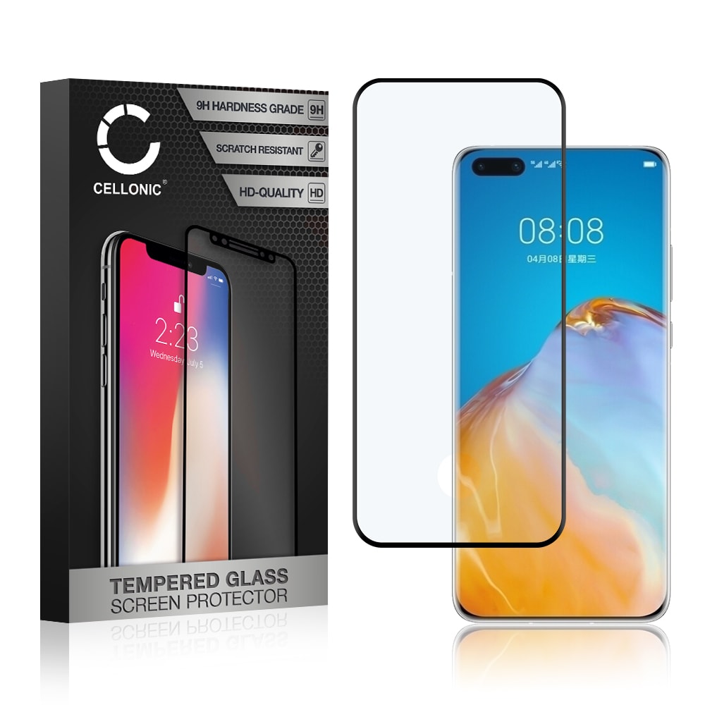 Vervangende screenprotector compatibel met Huawei P40 Pro Plus smartphone (3D Full Cover, 9H, 0,33mm, Full Glue)