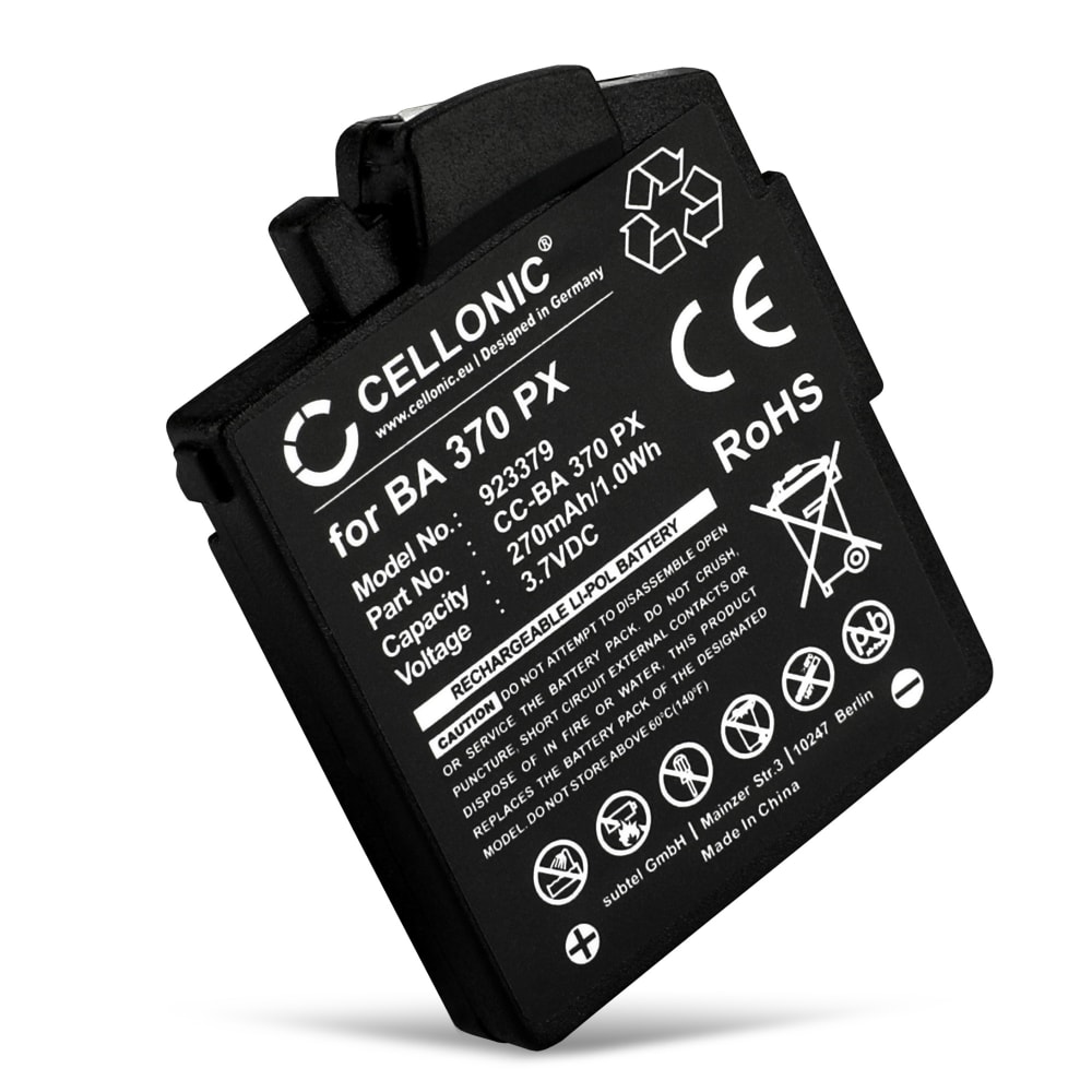 Batteri for Sennheiser MM 400, 450 X, 400 X, 550, 450, 500 X, PX 210 BT, 360, 360 BT, 310 BT, PXC 310 BA 370 PX, BA-370PX, BA370 (270mAh, 3.7V) fra CELLONIC