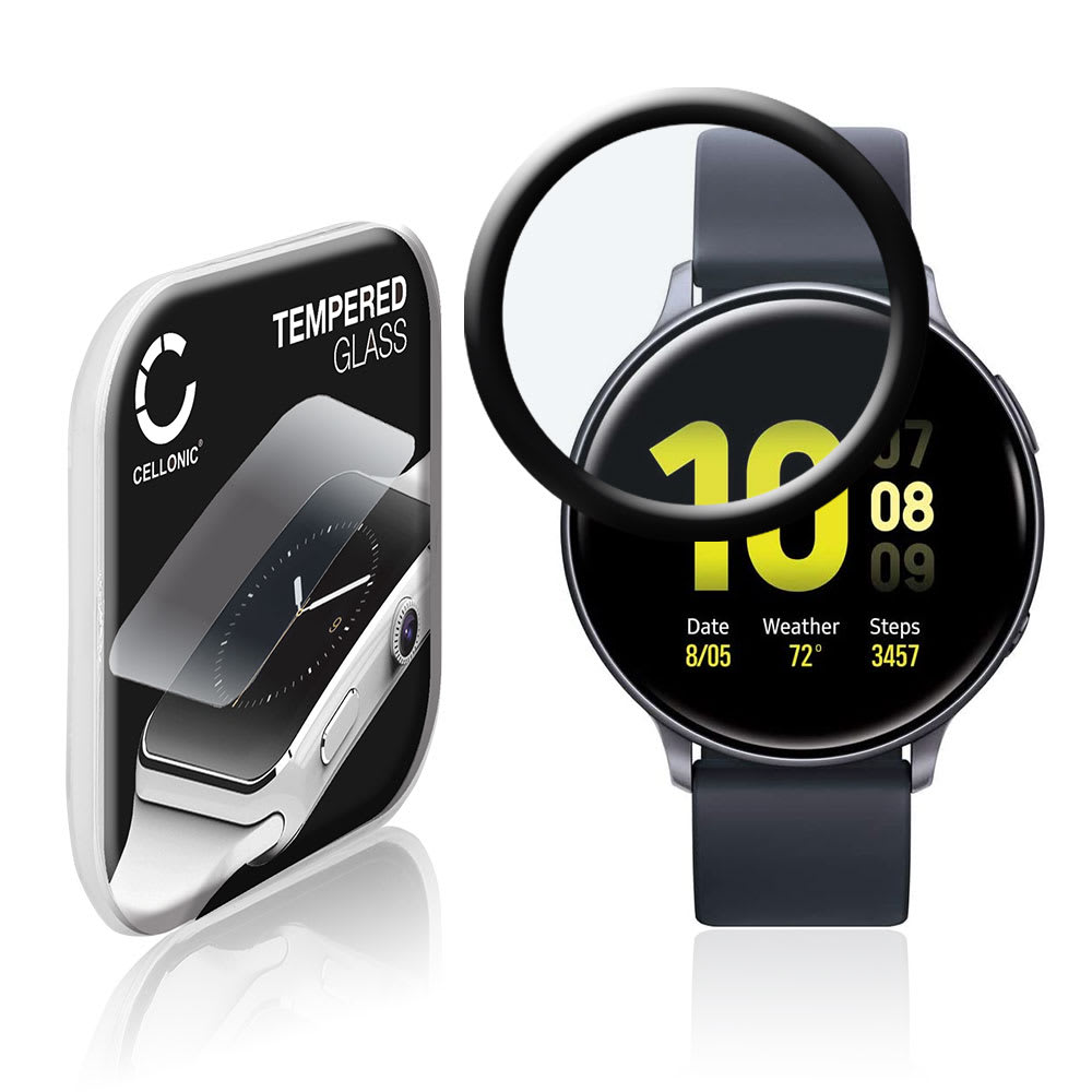 Displaybeschermglas Samsung Galaxy Watch Active 2 (40mm) (3D Full Cover, 9H, 0,33mm, Full Glue) Tempered Glass