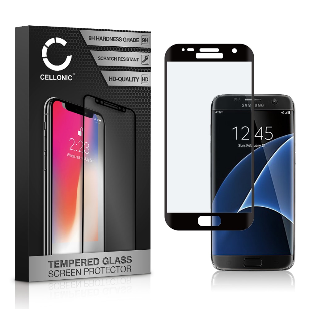 CELLONIC® Display Schutzglas kompatibel mit Samsung Galaxy S7 Edge (SM-G935) Handyglas - 3D Full Cover 9H 0,33mm Full Glue schwarz - Handy Schutzfolie Displayschutz Glas Folie, Screen Protector Glass