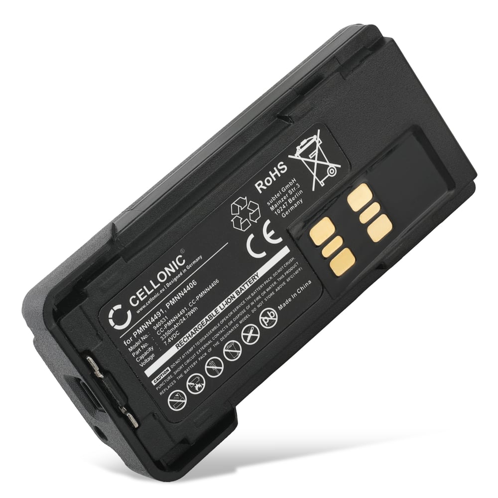 Batteri for Motorola DP4400E, DP2400E, TRBO, DP4400, DP4801E, DP4800, DP4800E, DP2400, DP4801, DP4600E, DP4600, DP2600E, DP4401 7.4V 3350mAh Lithiumion fra CELLONIC