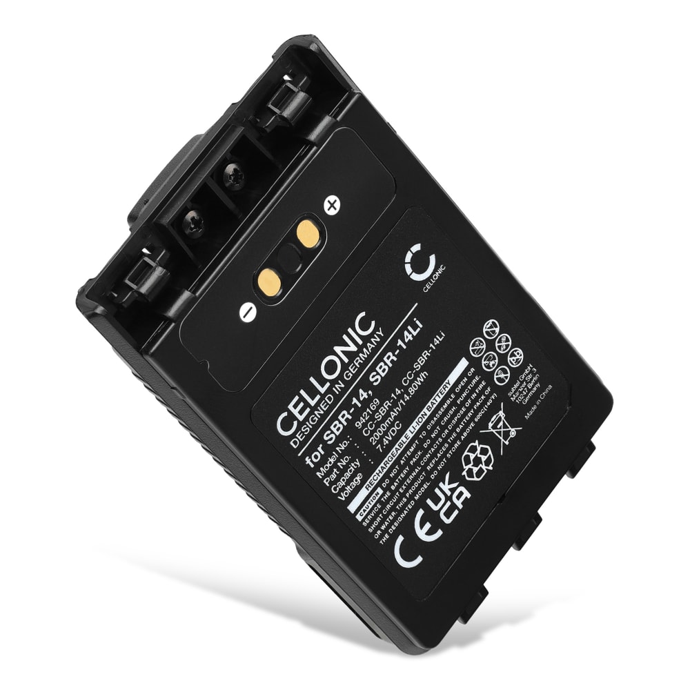 Batteri for Yaesu FT-1DR, FT-2DR, FT-3D, FT-8DR, SBR-14Li, VX-8DR, VX-8GR, VX-8R 3.7V 2000mAh Lithiumion fra CELLONIC
