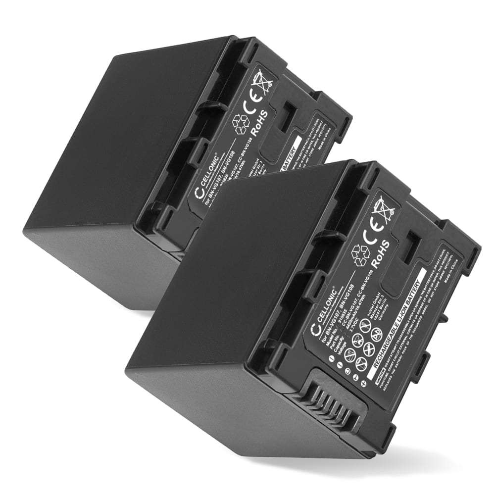 2x Batteri for JVC GZ-HM650 GZ-MG750 GZ-MS110 GZ-MS210 GZ-MS215 GZ-MS216 BN-VG107 -VG108 -VG114 -VG121 (4450mAh, 3.7V) fra CELLONIC