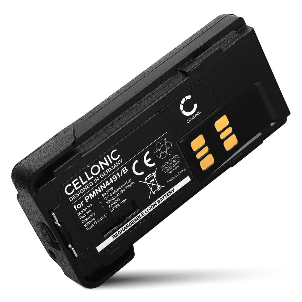 Batteri for Motorola DP4400E, DP2400E, DP4400, DP4801E, DP2400, DP4800, DP4600E, DP4401, PMNN4491, PMNN4491B (Type-C port) 3350mAh Li Ion fra CELLONIC