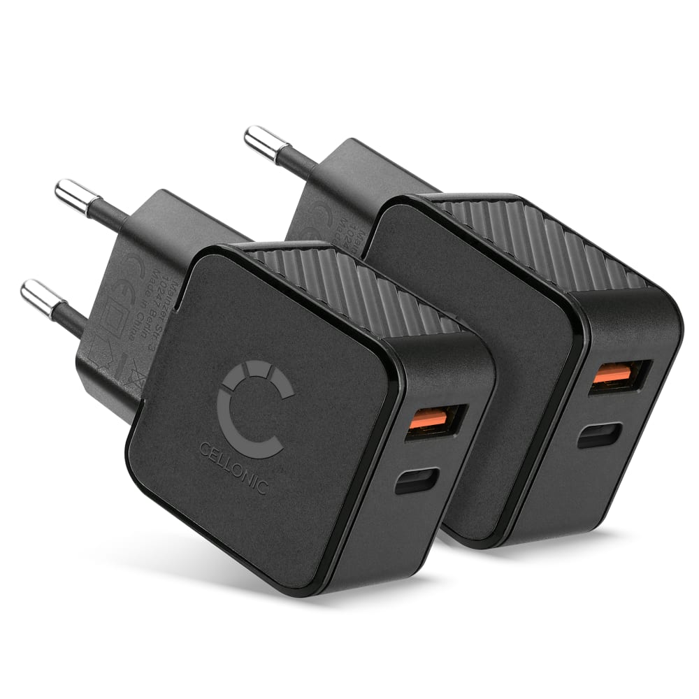 2XCELLONIC Caricatore USB C 20W, caricatore a 2 porte USB Fast Charger per iPhone 15, iphone 14, Samsung 23, Huawei, Xiaomi, smartphone, tablet, altoparlanti, cuffie e molto altro