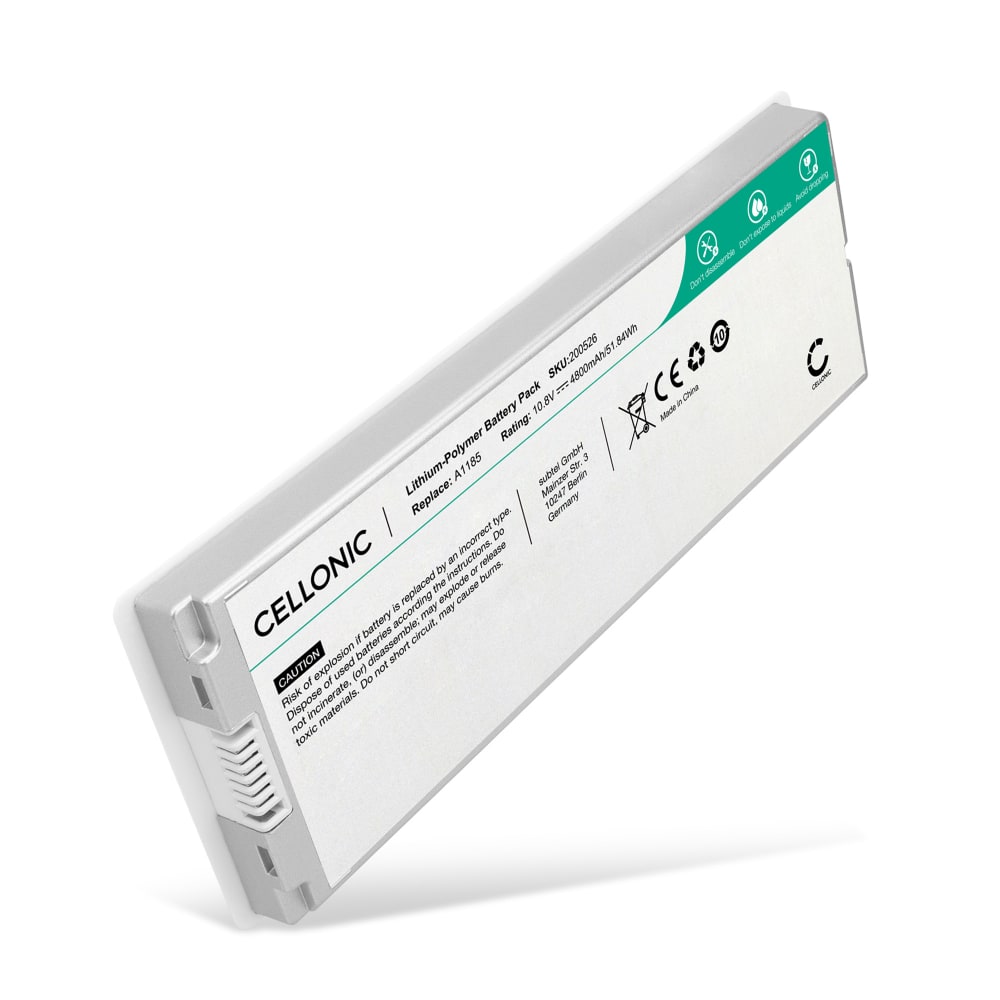 Batteri for Apple MacBook 13 - A1181 2006 2007 2009, A1181, A1185 4800mAh 10.8V fra CELLONIC