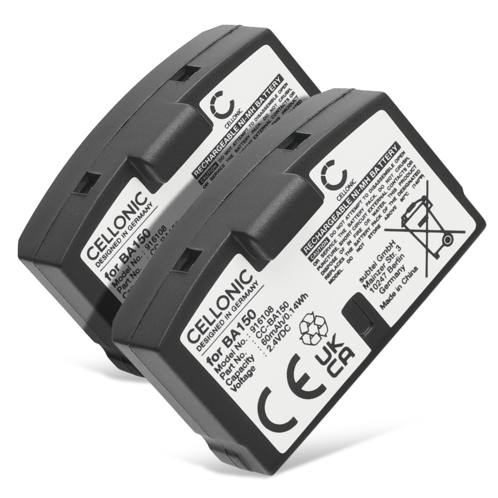 2x CELLONIC BA 150,BA 151,BA 152 Ersättningsbatteri för Sennheiser headset / hörlurar med 60mAh, 2.4V - reservbatteri för bl.a. Sennheiser IS 150, Sennheiser HDR 45 (RS 45) m.fl.