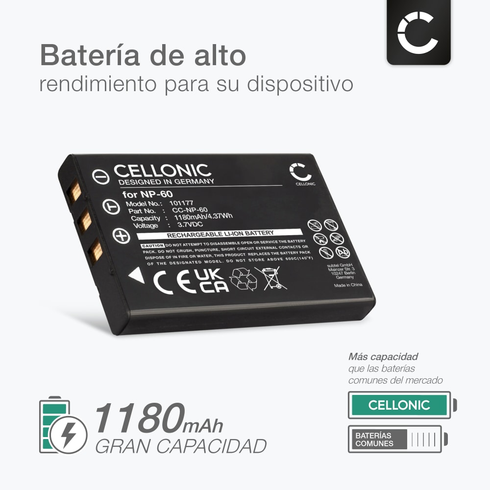 2 Baterías NP-60 1500mAh + Cargador USB Para Cámaras Fujifilm FinePix - Repuesto Compatible