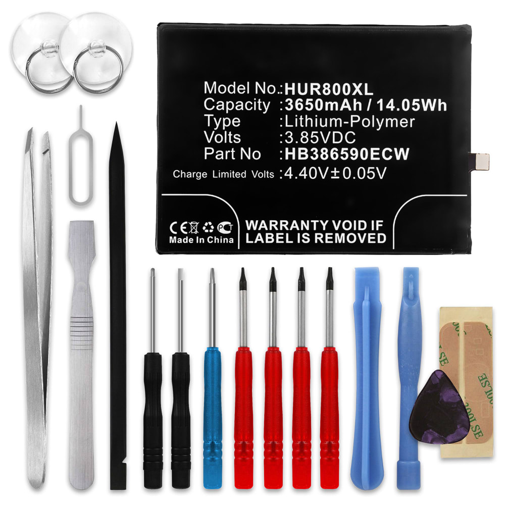 Batteri for Huawei Honor 8x - HB386590ECW (3650mAh) + Verktøy, reservebatteri