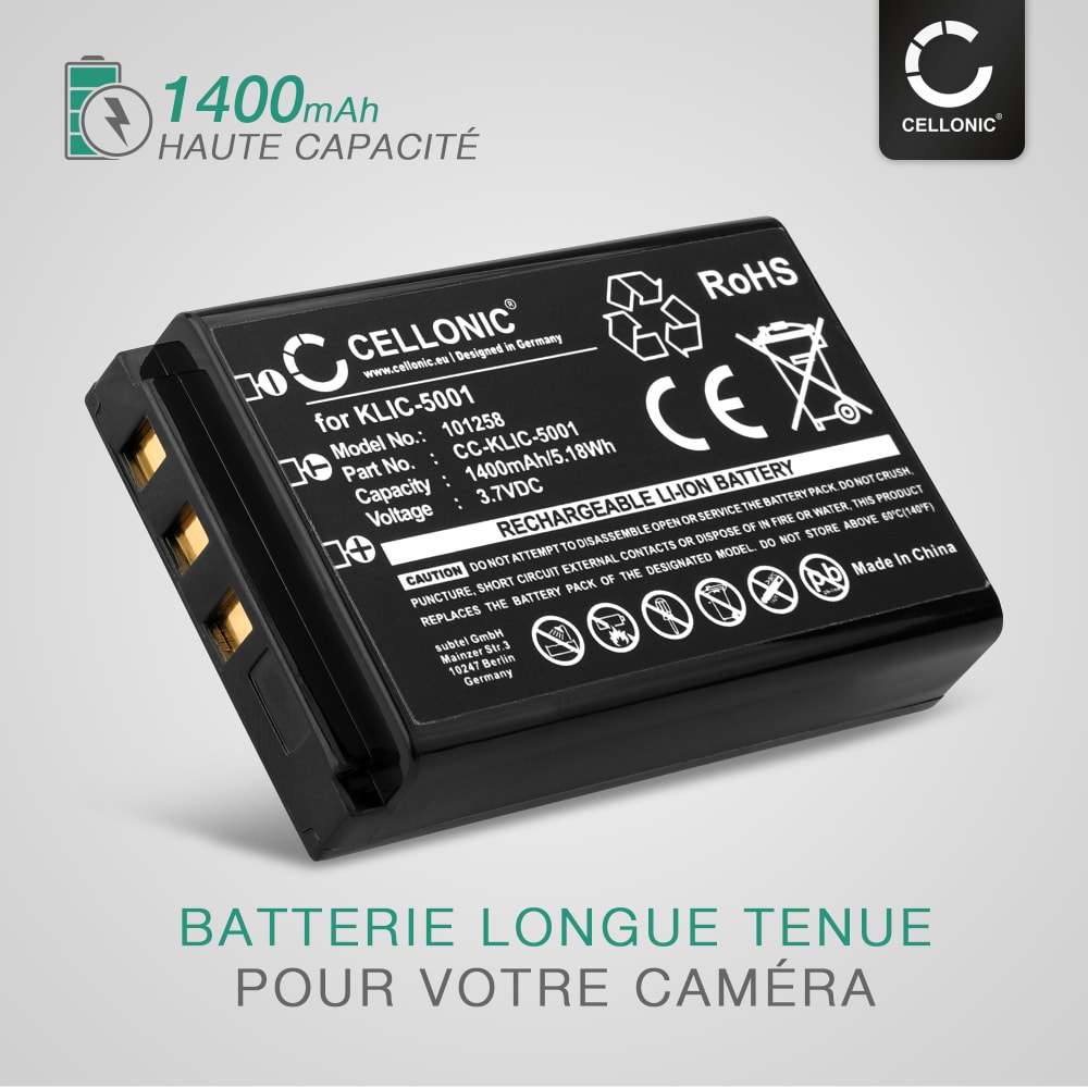 Batterie De Remplacement Pour Kodak EasyShare M23, M530, M531, M550, M552, M575, M580, M873, M883, M5350, M5370, Mini, Touch (Remplace Kodak KLIC-7006) Avec Chiffon De Nettoyage D'écran Mungoo