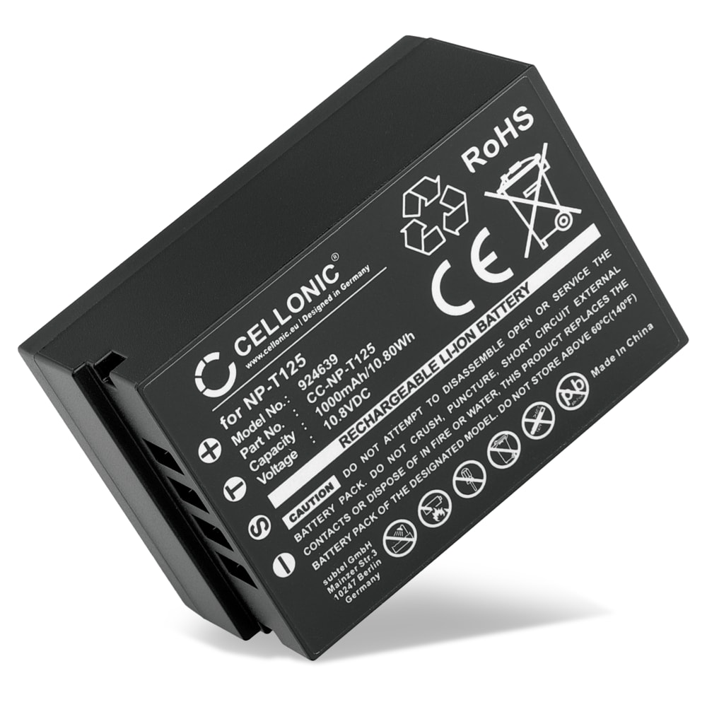 Batteri for FujiFilm GFX 50R, GFX100, GFX 50s, GFX 50S, NP-T125, GFX Medium Format Kameraer 1000mAh fra subtel