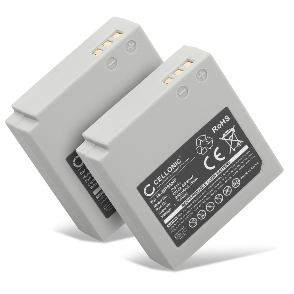 2x Batteria IA-BP85ST IA-BP85NF per fotocamera Samsung VP-MX20 -MX25 -MX10 SMX-F30 -F33 -F34 -F300 SC-MX20 -MX10 HMX-H100 VP-HMX10 -HMX20 -HMX08 Affidabile ricambio da 850mAh, marca subtel®