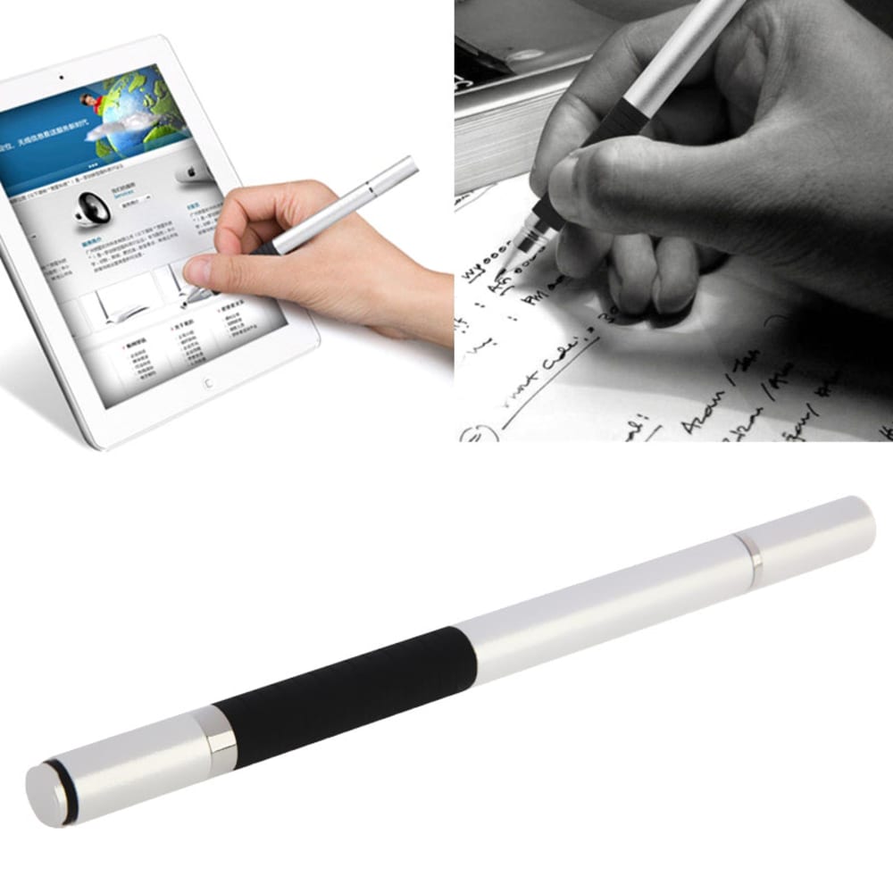 Touchpenna och kulspetspenna 2-i-1 för surfplattor,eReaders, smartphones, touch-skärmar - touchscreen-penna i silver tidlös design med kulspetspenna och pekpenna i ett - passar bla. Apple iPad, Samsung Galaxy tab, Amazon Kindle m.fl.