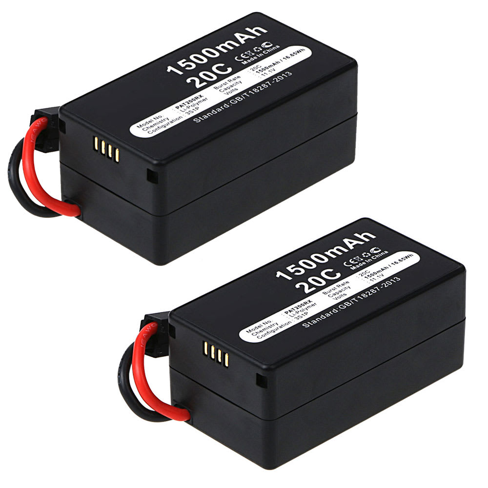 2x Battery for Parrot AR.Drone 1.0 / AR.Drone 2.0 Elite & Power Edition 1500mAh Battery Replacement Remote Control Transmitter