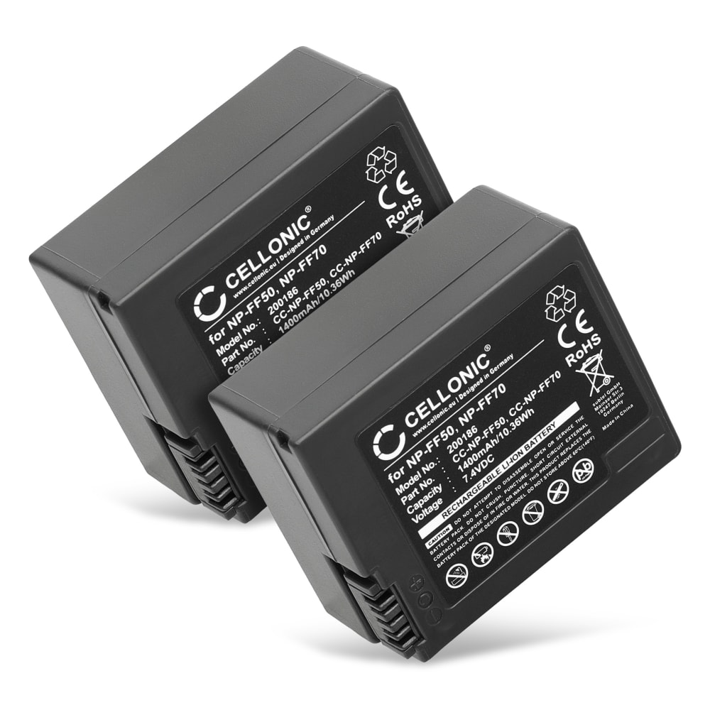 2x Batteri for Sony CCD-TRV608, CCD-TRV328, NP-FF50, NP-FF71, NP-FF51, NP-FF70 1400mAh fra CELLONIC