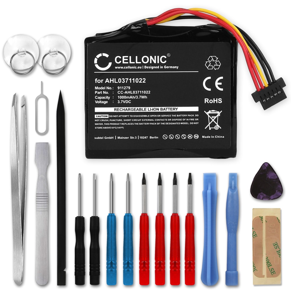 CELLONIC® GPS Battery for TomTom Go Live 1530 / GO Live 825 / GO Live 820 + 17pc GPS Tool Kit AHL03711022 VF6M 1000mAh SatNav Sat Nav Battery Replacement