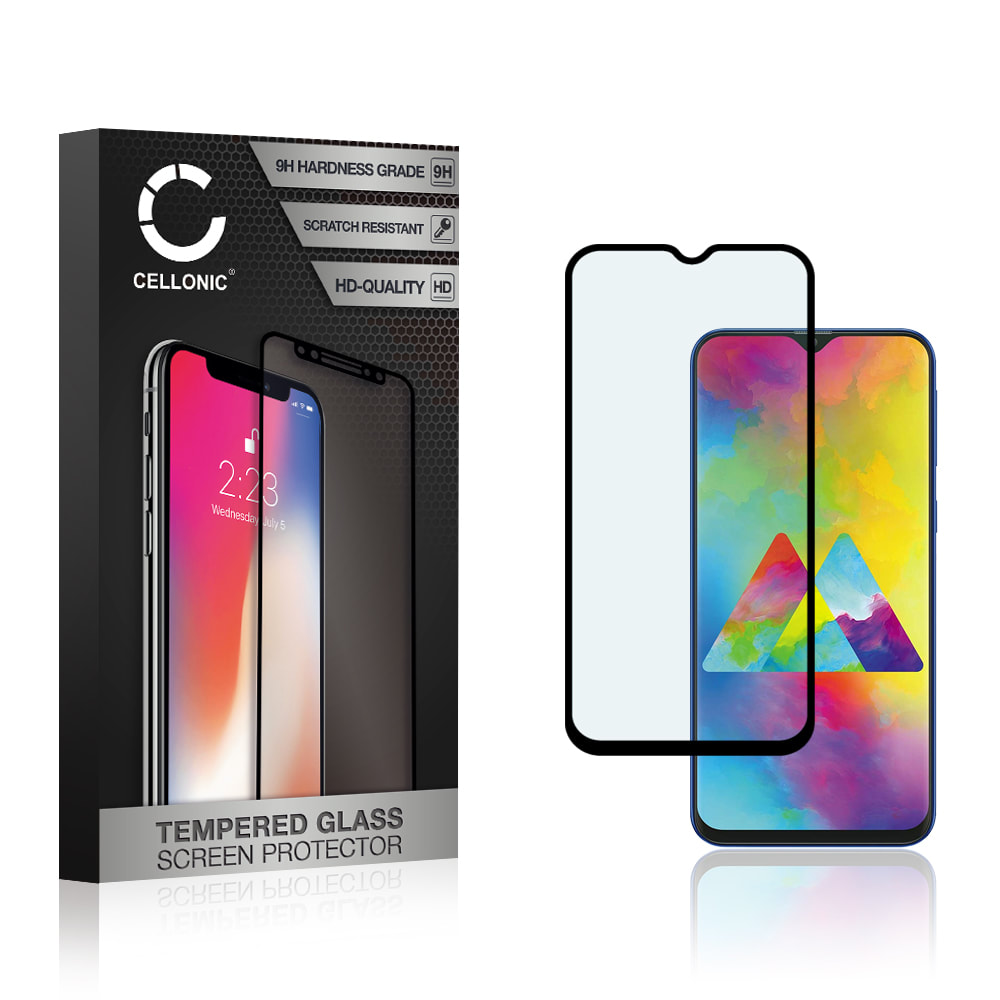 CELLONIC® Display Schutzglas kompatibel mit Samsung Galaxy M20 (SM-M205) Handyglas - 3D Case-friendly 9H 0,33mm Full Glue schwarz - Handy Schutzfolie Displayschutz Glas Folie, Screen Protector Glass