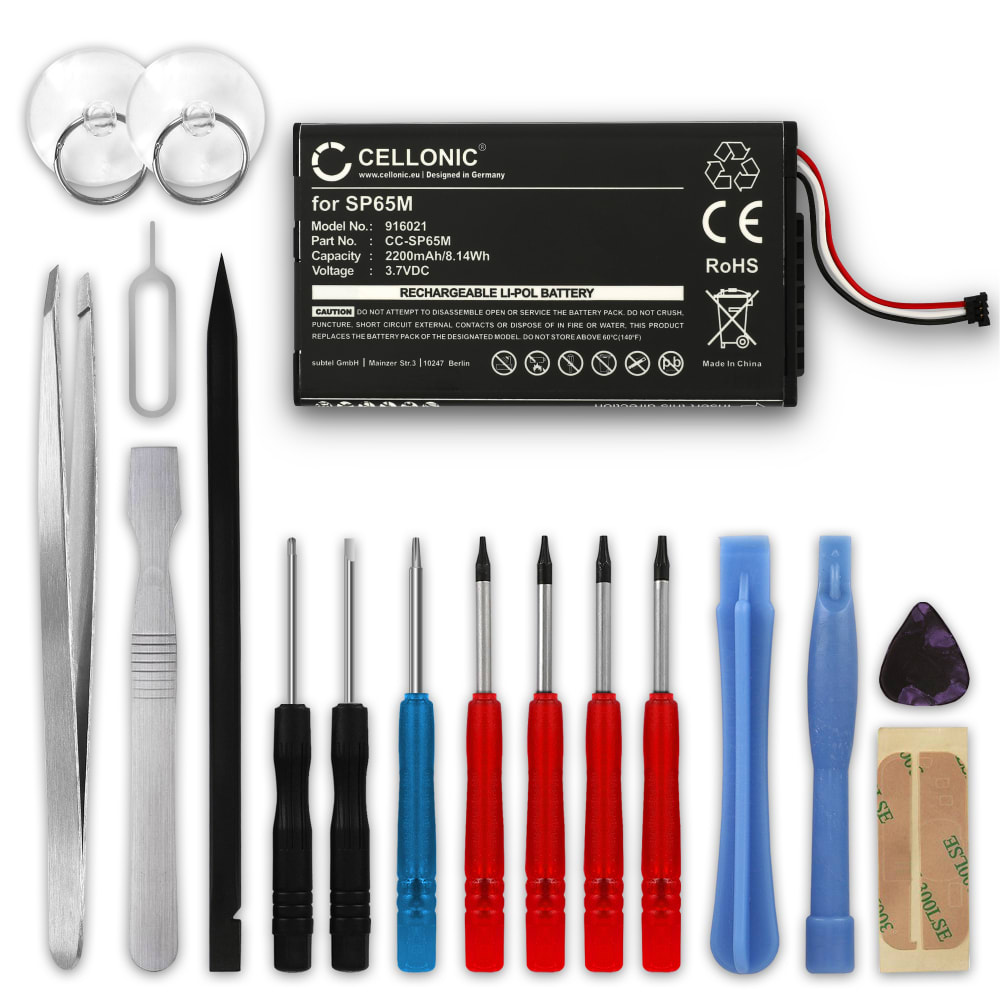 Batteri for Sony PS Vita, PCH 1000, PCH 1004, PCH-1100, PCH-1104, SP65M, PA-VT65, 4-297-658-01 2200mAh + Verktøy fra CELLONIC