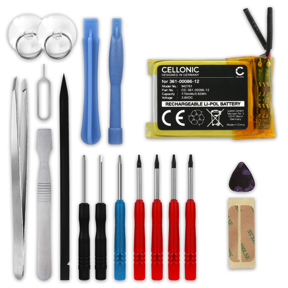 Batteri for Garmin Fenix 6S Pro 170mAh + verktøy sett 17stk fra CELLONIC
