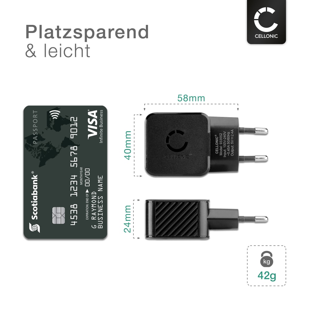 Goobay USB-Netzteil + Lightning-Kabel – 2 Ports, 2,4 A, Inkl. 1 M Kabel, Schwarz