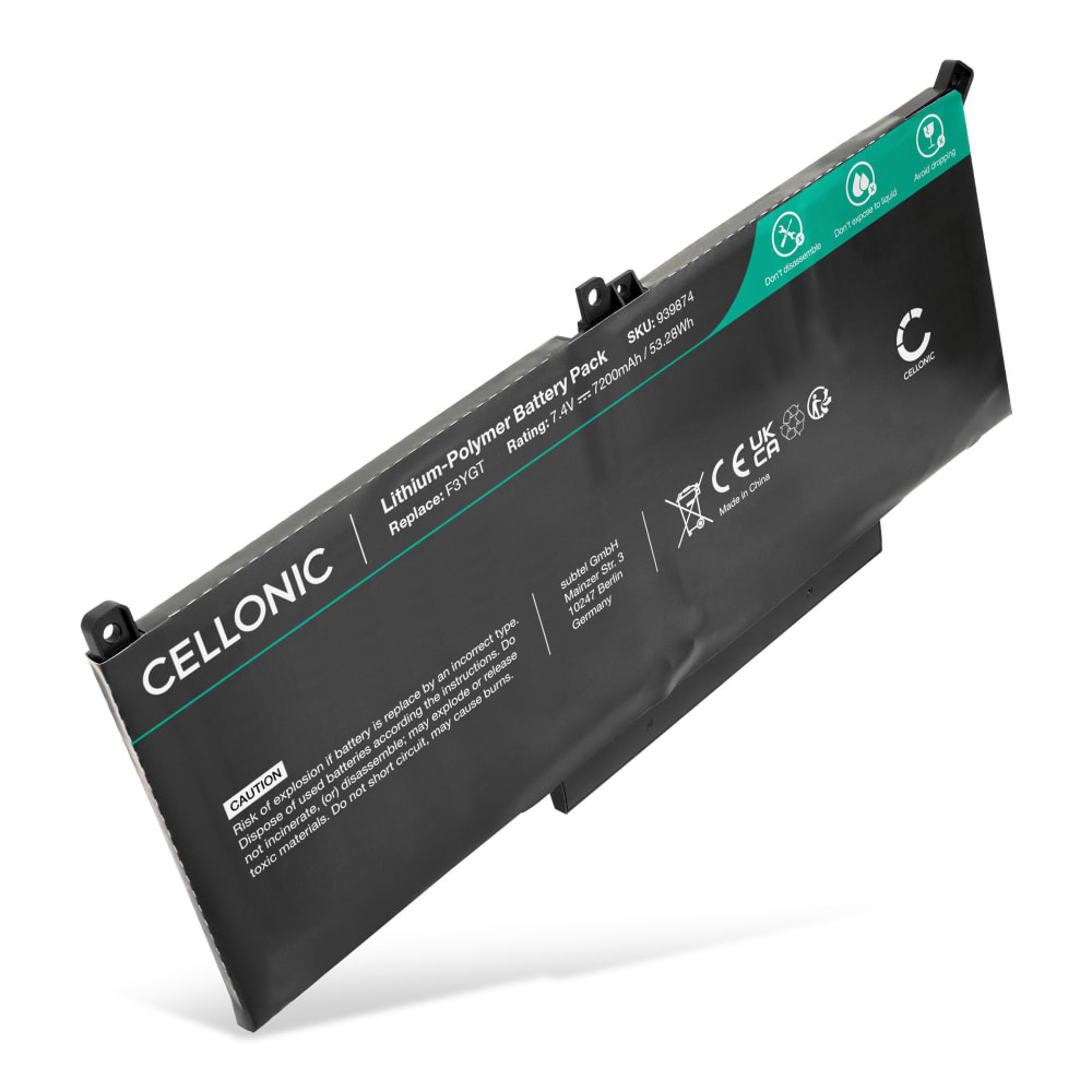 Batteri for Dell Latitude 14 7490, 7480, Latitude 13 7390, 7380, Latitude 12 7290, 7000, E7480, F3YGT 7200mAh 7.4V fra CELLONIC