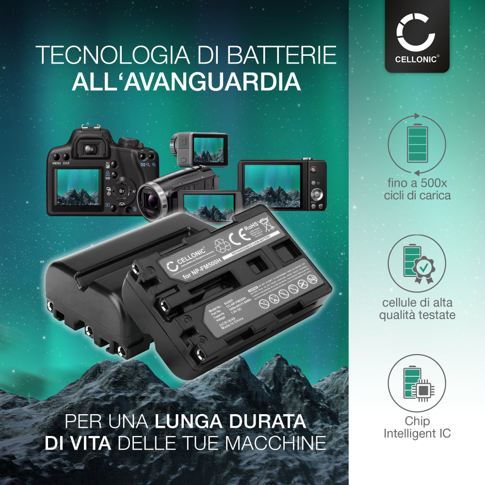 Batteria 2300mAh NP-FM500H con caricabatterie per Sony