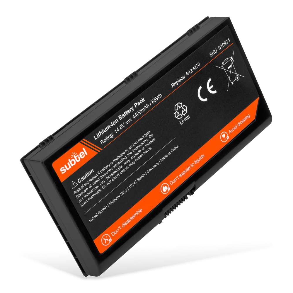 Batteri för ASUS G71, G72, M70, N70, N90, Pro70, Pro72, X71 Laptop - 4400mAh / 65.12Wh 14.4V - 14.8V