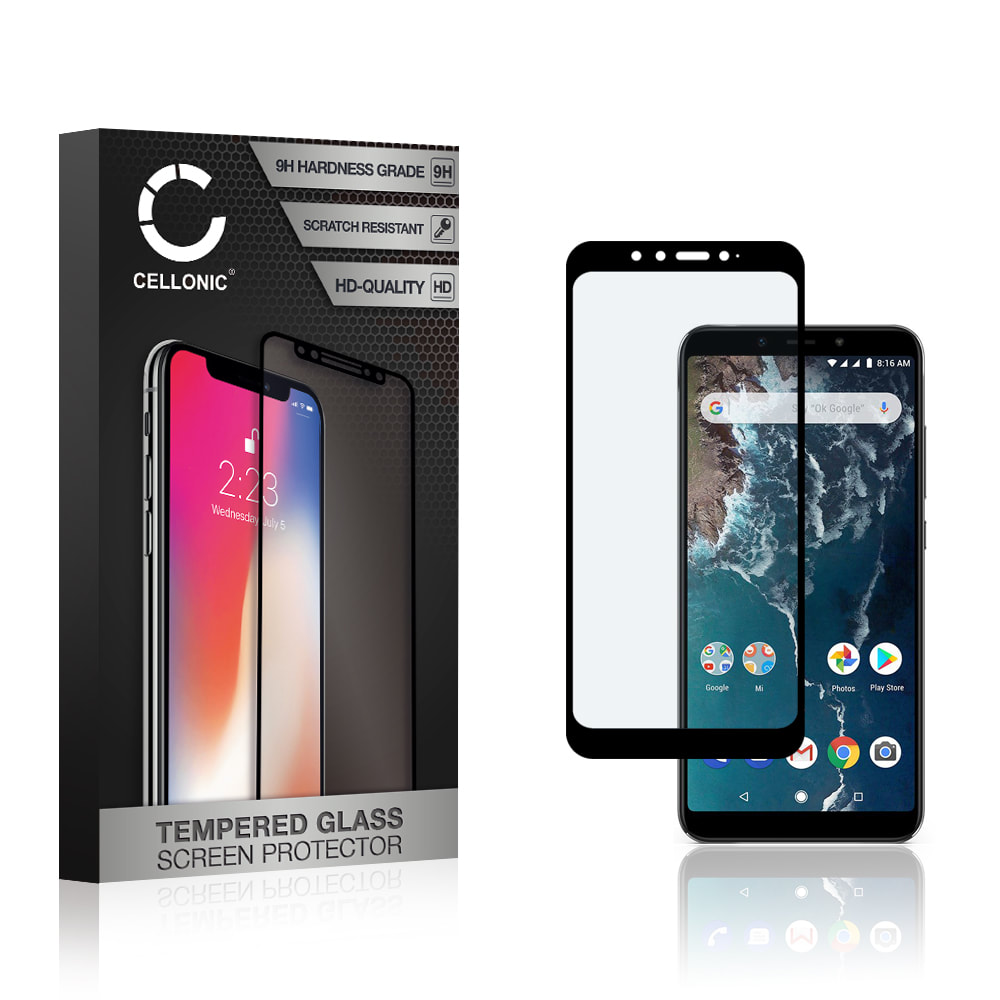 CELLONIC® Display Schutzglas kompatibel mit Xiaomi Mi A2 Handyglas - 3D Case-friendly 9H 0,33mm Full Glue schwarz - Handy Schutzfolie Displayschutz Glas Folie, Screen Protector Glass