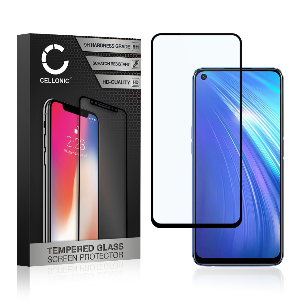 Vetro temperato CELLONIC® per Realme 6, screen protector (3D Case-friendly 9H 0,33mm Full Glue) nero Pellicola salva schermo per telefono cellulare smartphone