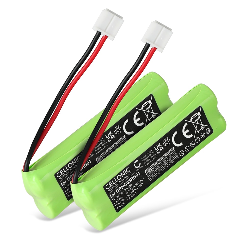 2x Batteri for Swissvoice DP500, Audioline Monza, Medion Life S63062, S63065, MD82973 500mAh fra CELLONIC